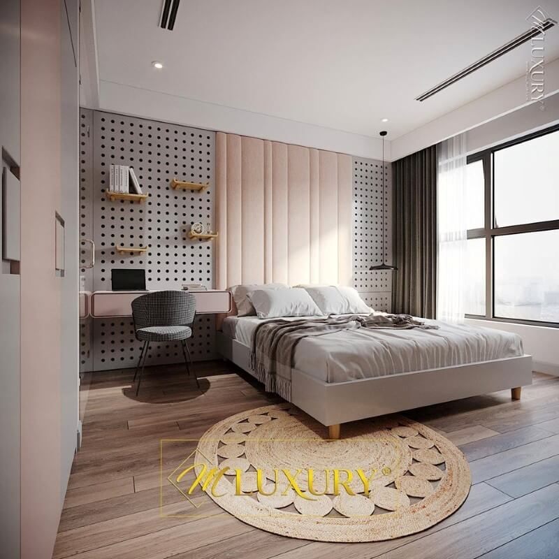 Với những căn hộ có diện tích phòng ngủ bé thì mẫu giường ngủ hiện đại này là sự lựa chọn không tồi đâu nhé